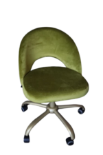 Židle Mood na kolečkách – látka Jasmin 36, zlatá konstrukce, nastavitelná výška