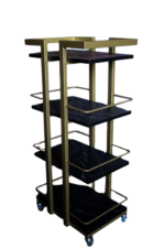 Kosmetický vozík 03 – černý mramor, zlatá konstrukce