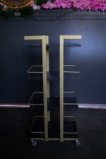 Kosmetický vozík 03 – černý mramor, zlatá konstrukce - Obrázek 2