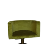 Kadeřnické křeslo Oval zelený velur, zlatá základna