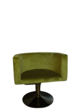 Kadeřnické křeslo Oval zelený velur, zlatá základna