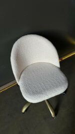 Židle Soft bílý buklé, na kolečkách, zlatá podnož - Obrázek 3