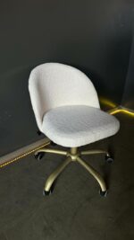 Židle Soft bílý buklé, na kolečkách, zlatá podnož - Obrázek 4