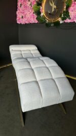 Kosmetické lehátko pro prodlužování řas Loft bílé buklé, polohovatelné opěradlo - Obrázek 2