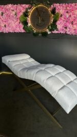 Kosmetické lehátko pro prodlužování řas Loft bílé buklé, polohovatelné opěradlo - Obrázek 3