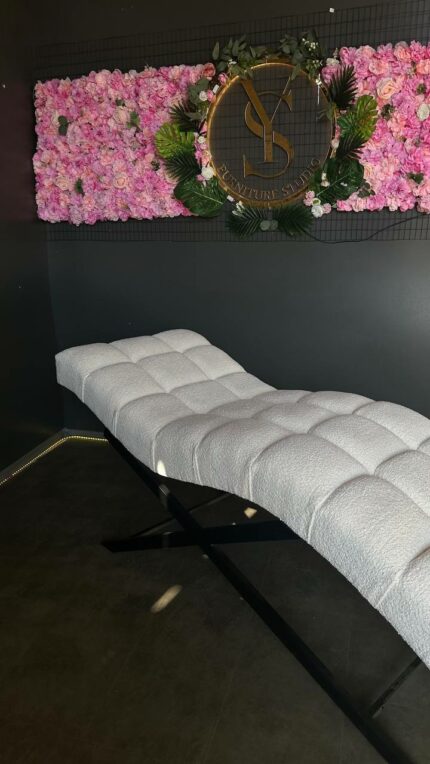 Anatomické lehátko na řasy Loft bílé buklé, černá konstrukce