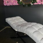 Кушетка Loft квадратна прошивка тканина Teddy чорний метал