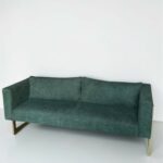 Pohovka Lounge 140см zelené buklé s polštáři, zlatá konstrukce