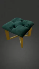 Stojan na kabelky Loft, zelený velur, Chesterfield prošívání, zlatá kovová konstrukce