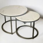 Konferenční stolek Loft set 2 ks, bílý mramor, černý kov