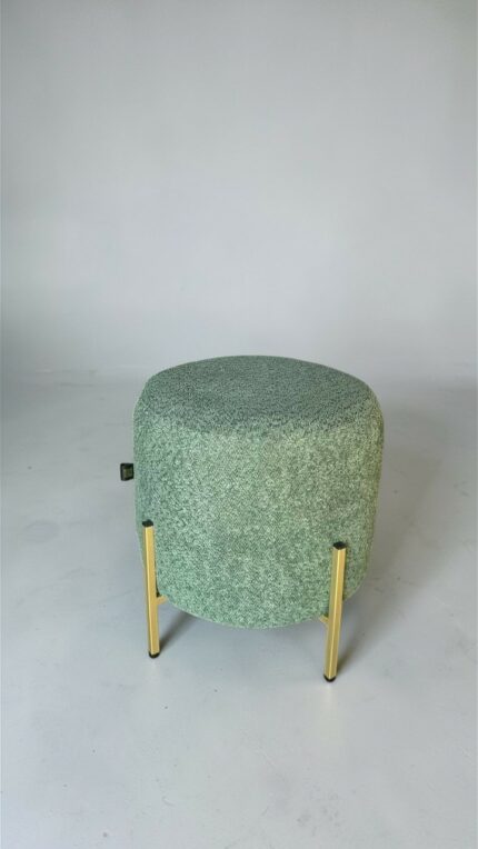 Puf Loft válec zelené buklé, zlatá konstrukce