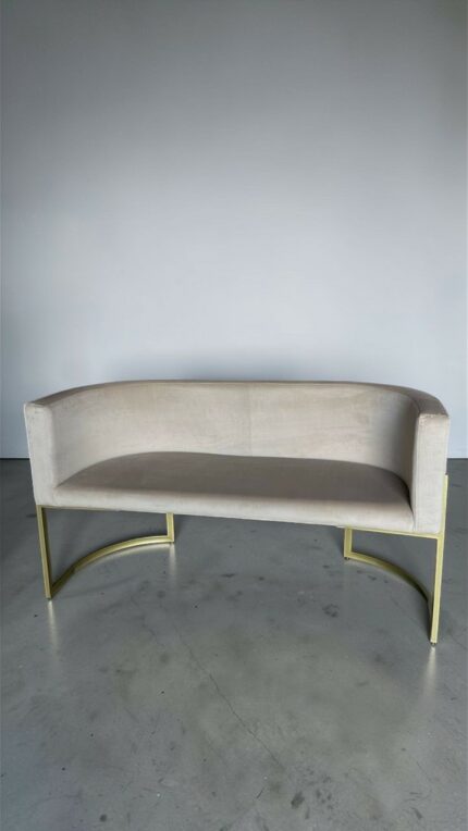 Pohovka Loft oválná 130см  béžový velur, zlatá konstrukce