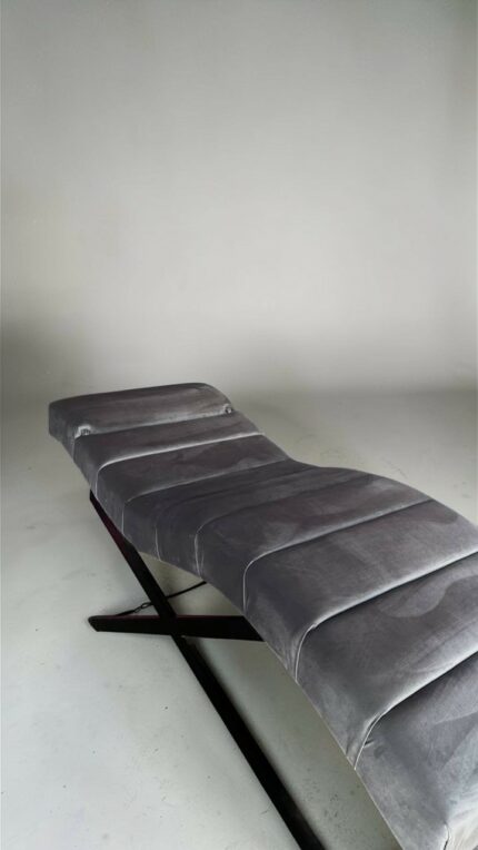 Lehátko Loft s nastavením, grafitový velur, černá konstrukce