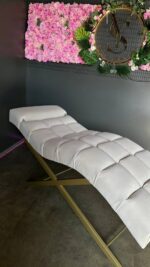 Lehátko Loft s nastavitelnou opěrkou hlavy, čtvercové prošívání, zlatá konstrukce - Obrázek 2