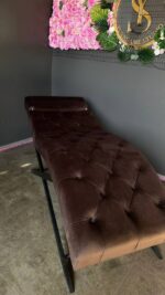 Lehátko Loft s nastavitelným opěradlem, hnědý velur, černé nohy - Obrázek 5