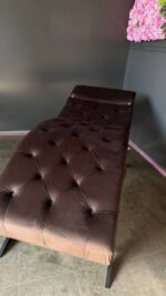 Lehátko Loft s nastavitelným opěradlem, hnědý velur, černé nohy - Obrázek 4