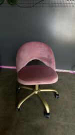 Židle Mood na kolečkách zlatá, samet růžový | Moderní kancelářská / kosmetická židle - Obrázek 6