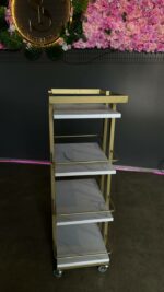 Vozík 03 kov zlatý, police DTD bílý mramor | Kosmetický vozík na kolečkách - Obrázek 4