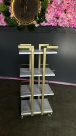 Vozík 03 kov zlatý, police DTD bílý mramor | Kosmetický vozík na kolečkách - Obrázek 2