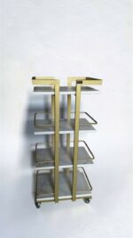 Vozík 03 kov zlatý, police DTD bílý mramor | Kosmetický vozík na kolečkách