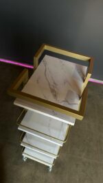 Vozík 03 kov zlatý, police DTD bílý mramor | Kosmetický vozík na kolečkách - Obrázek 5