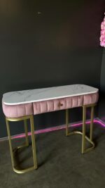 Stůl Art Lux se zásuvkou, zlatý kov, bílý mramor | Toaletní / kosmetický stůl - Obrázek 6