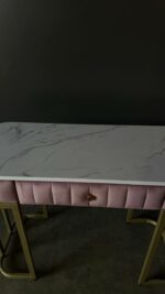 Stůl Art Lux se zásuvkou, zlatý kov, bílý mramor | Toaletní / kosmetický stůl - Obrázek 2