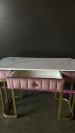 Stůl Art Lux se zásuvkou, zlatý kov, bílý mramor | Toaletní / kosmetický stůl - Obrázek 3