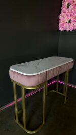 Stůl Art Lux se zásuvkou, zlatý kov, bílý mramor | Toaletní / kosmetický stůl - Obrázek 4