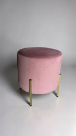 Puf Loft válec, samet, zlaté nohy | Stylový puf do interiéru