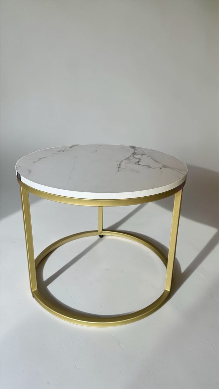 5327889188638102361 — копия Konferenční stolek Loft kulatý, zlatý kov, bílý mramor | Moderní stolek - Obrázek 1