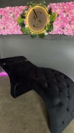 Koupit kosmetické lehátko černý velur | Lehátko na řasy s nastavitelnou opěrkou - Obrázek 4