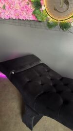 Koupit kosmetické lehátko černý velur | Lehátko na řasy s nastavitelnou opěrkou - Obrázek 5