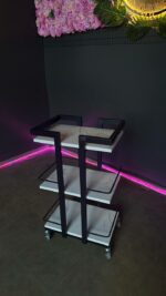 Vozík 01 černý kov, police bílý mramor | Kosmetický vozík na kolečkách - Obrázek 2