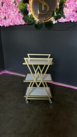 Vozík 02 zlatý kov, bílé police | Kosmetický vozík na kolečkách - Obrázek 5