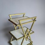 Vozík 02 zlatý kov, bílé police | Kosmetický vozík na kolečkách