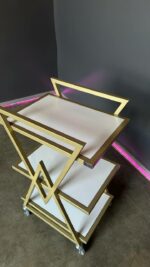 Vozík 02 zlatý kov, bílé police | Kosmetický vozík na kolečkách - Obrázek 4