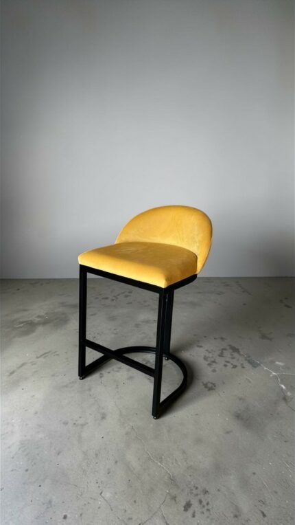 Koupit barová židle Bloom černá konstrukce žlutý velur | Barová židle do kuchyně a salonu