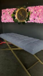 Koupit kosmetické lehátko rovné zlaté nohy šedé buklé | Lehátko na řasy a kosmetiku - Obrázek 3