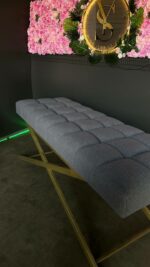 Koupit kosmetické lehátko rovné zlaté nohy šedé buklé | Lehátko na řasy a kosmetiku - Obrázek 5