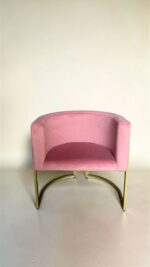 Koupit křeslo Loft oválné zlatá konstrukce růžový velur | Křeslo do salonu