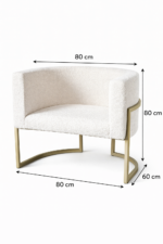 Designové křeslo Teddy Loft Oval se zlatou konstrukcí – moderní bouclé křeslo - Obrázek 2