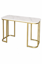 Stůl Elegance – bílý mramor, zlatá konstrukce