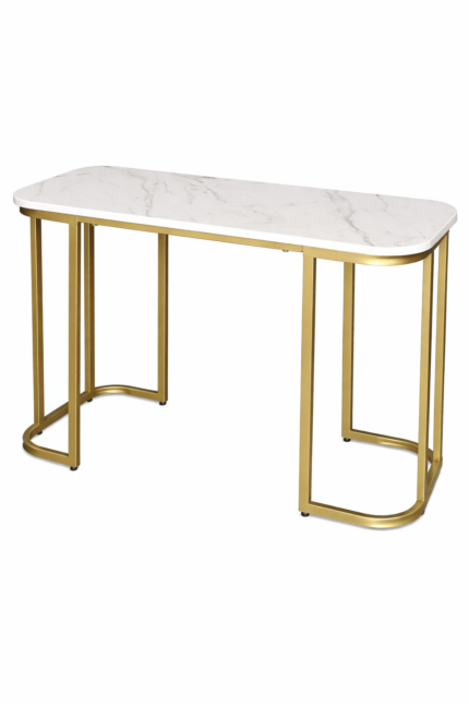 Stůl Elegance – bílý mramor, zlatá konstrukce