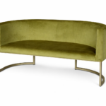 Sofa Loft Oval zelený velur, zlatá konstrukce