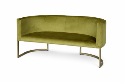 Sofa Loft Oval zelený velur, zlatá konstrukce
