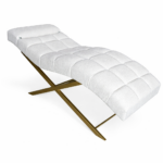 Kosmetické lehátko pro prodlužování řas Loft bílé buklé, polohovatelné opěradlo