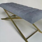 Koupit kosmetické lehátko rovné zlaté nohy šedé buklé | Lehátko na řasy a kosmetiku