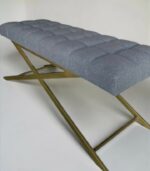 Koupit kosmetické lehátko rovné zlaté nohy šedé buklé | Lehátko na řasy a kosmetiku