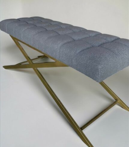 Koupit kosmetické lehátko rovné zlaté nohy šedé buklé | Lehátko na řasy a kosmetiku